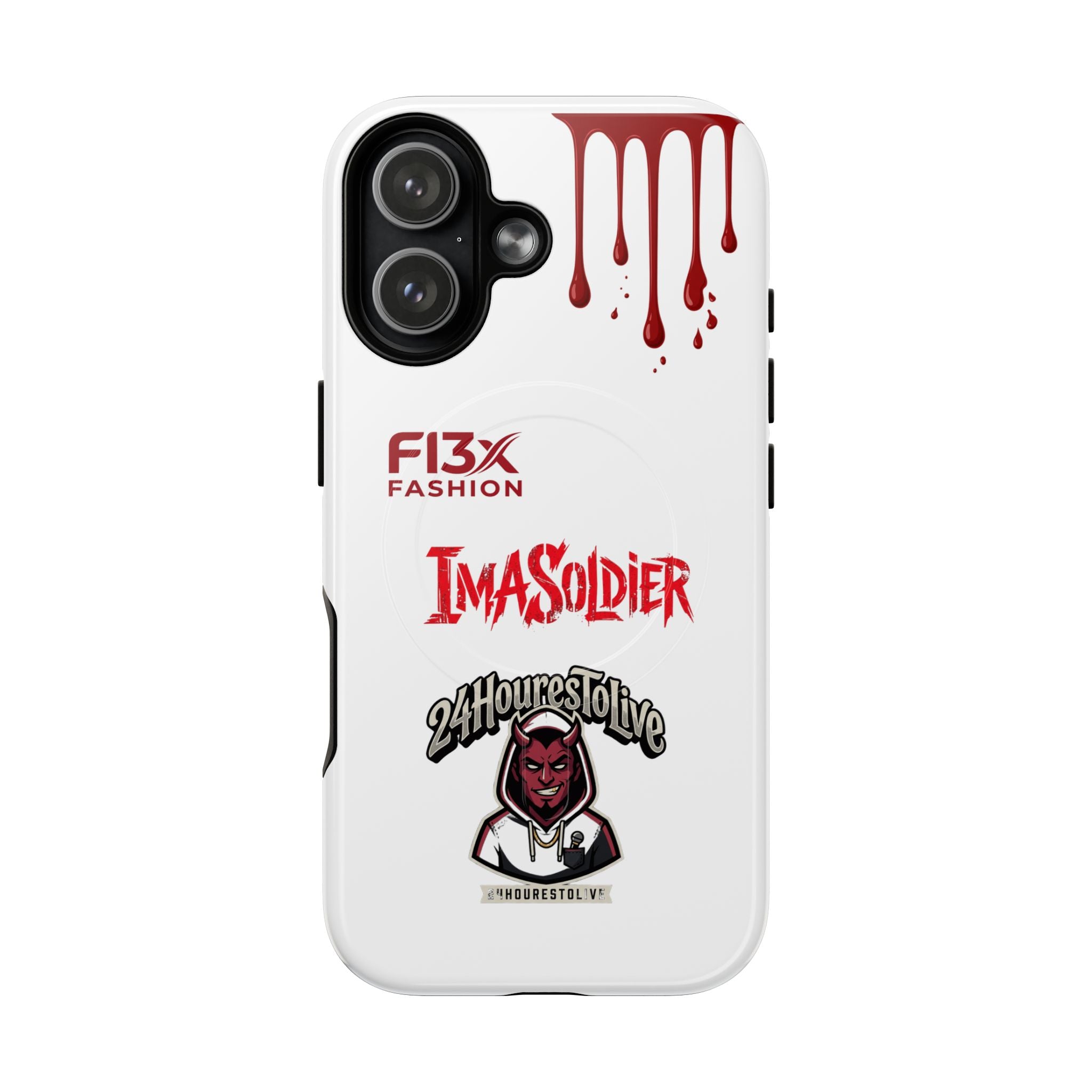 Tough Magnetic Phone Case — 'ImASoldier' Blood Drip Gaming Design