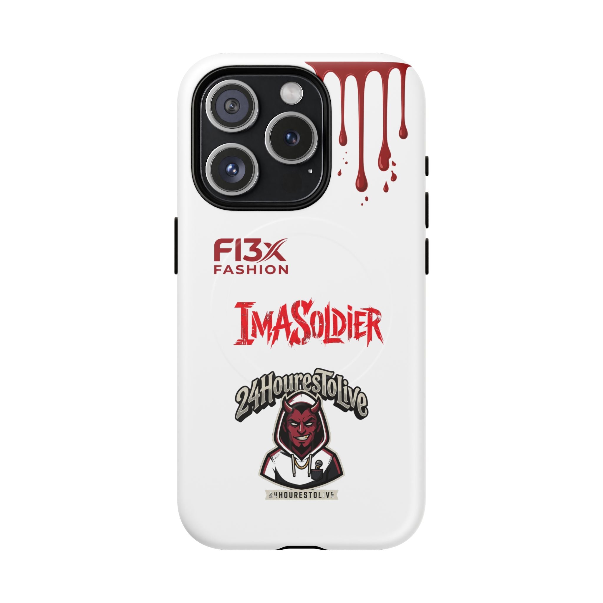 Tough Magnetic Phone Case — 'ImASoldier' Blood Drip Gaming Design
