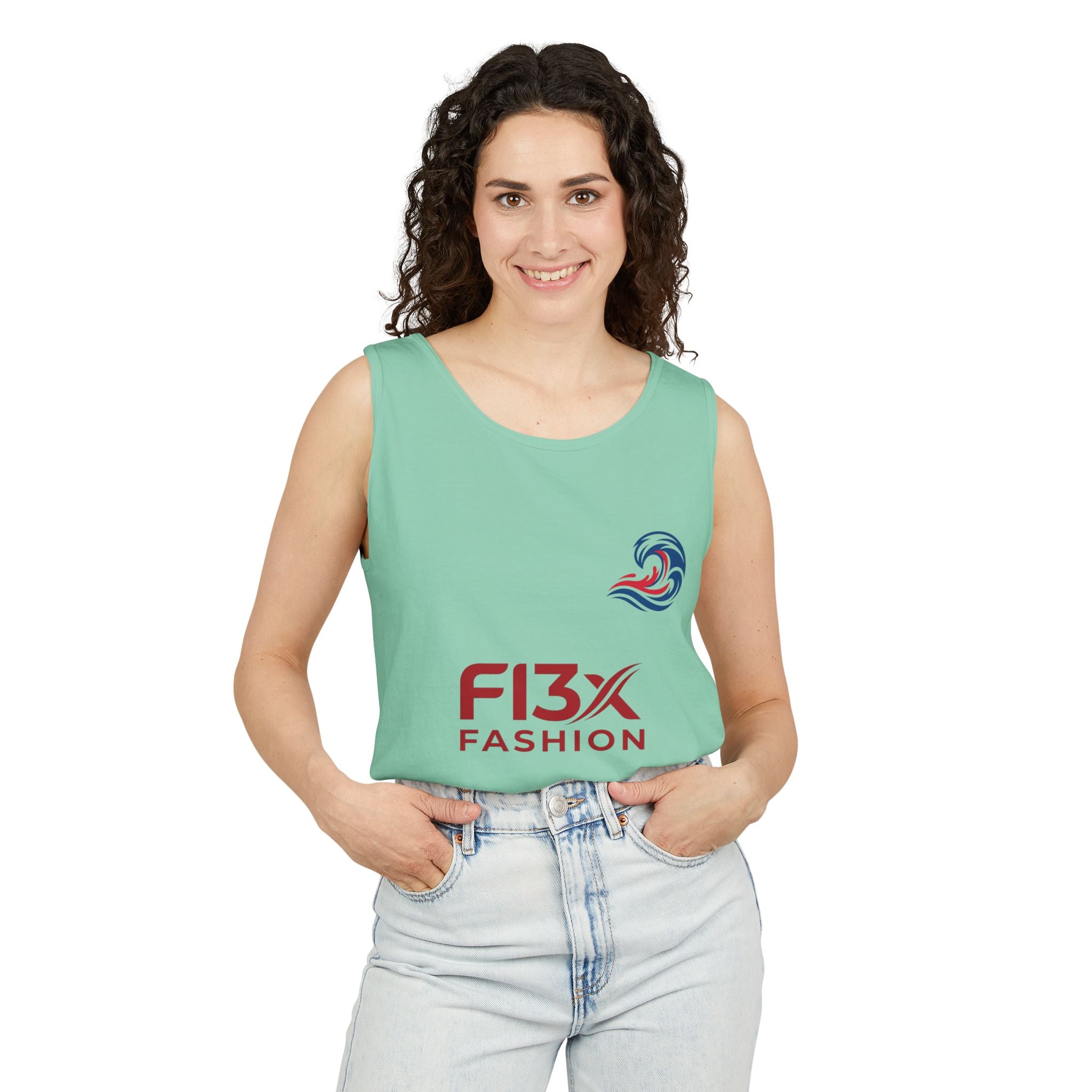 Graphic Tank Top - Colorful Cosmic Woman Illustration
