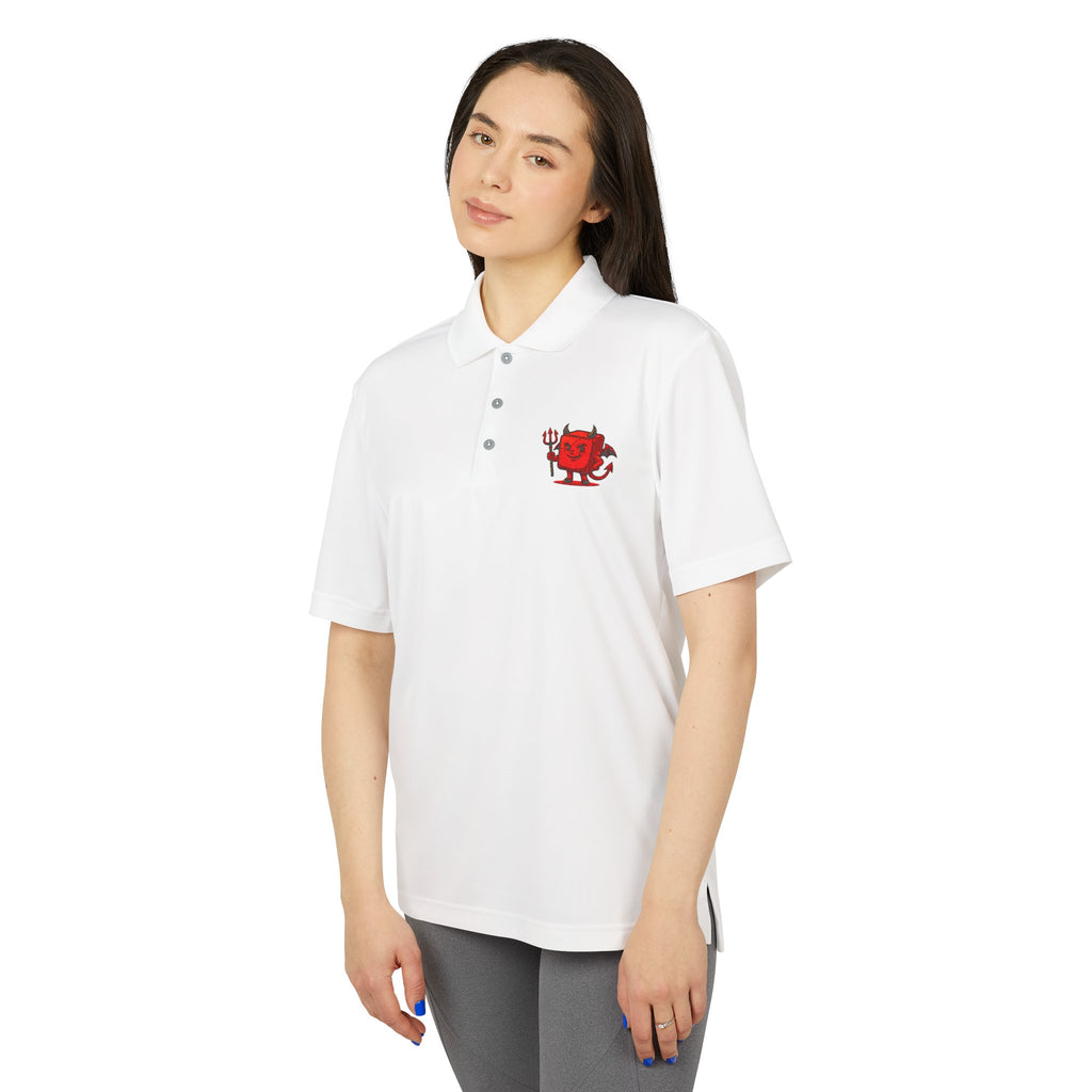 Red Devil Logo Polo Shirt — Embroidered Small Chest Graphic, Golf & Casual Wear