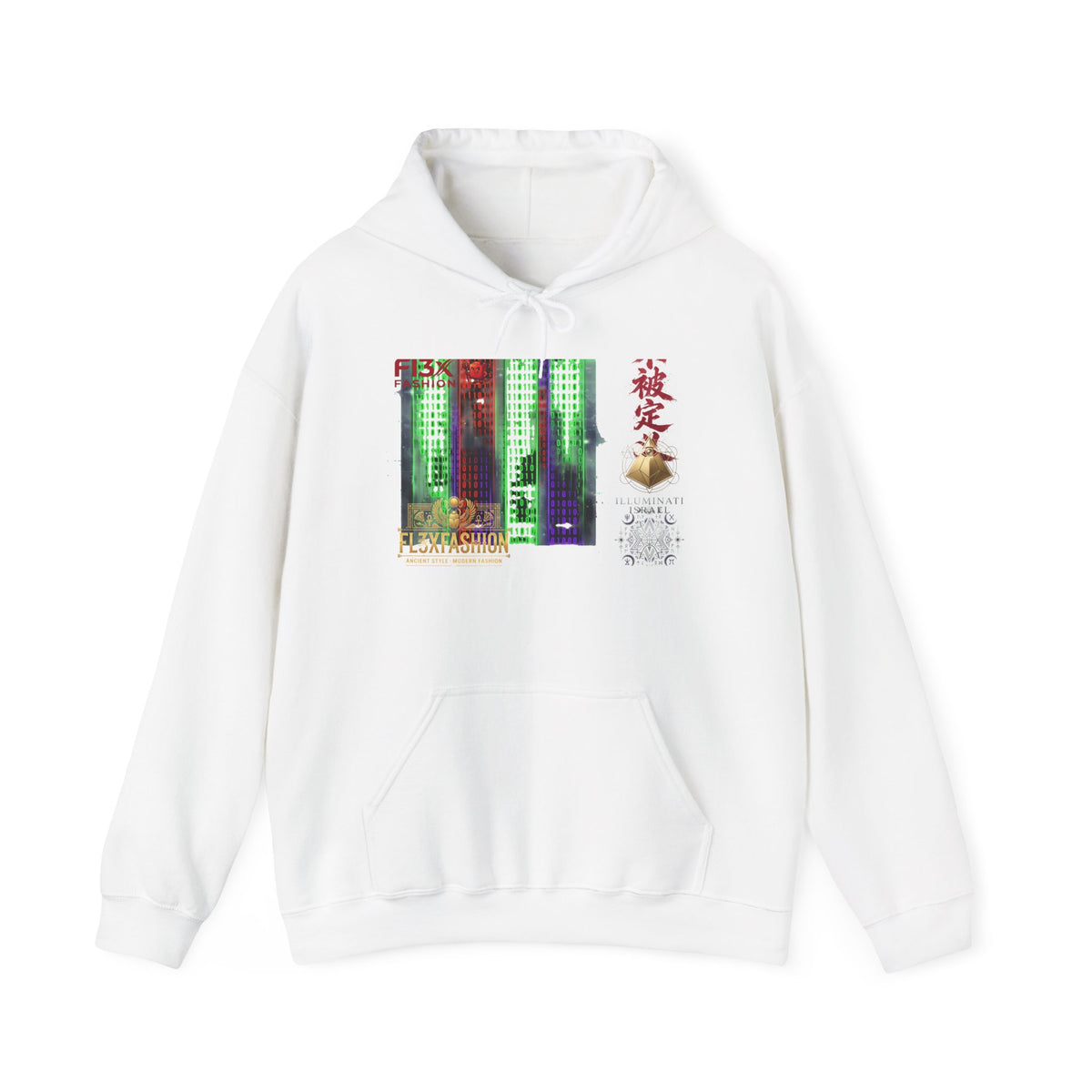 Matrix-Inspired Cyberpunk Hoodie with Kanji & Vaporwave Collage