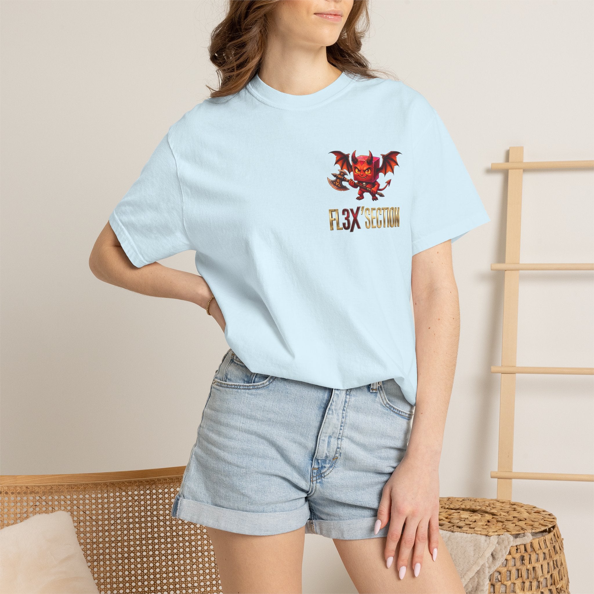 Devil Mascot T-Shirt — 'F13X Fashion' Graphic Tee (Front Chest & Back Print)