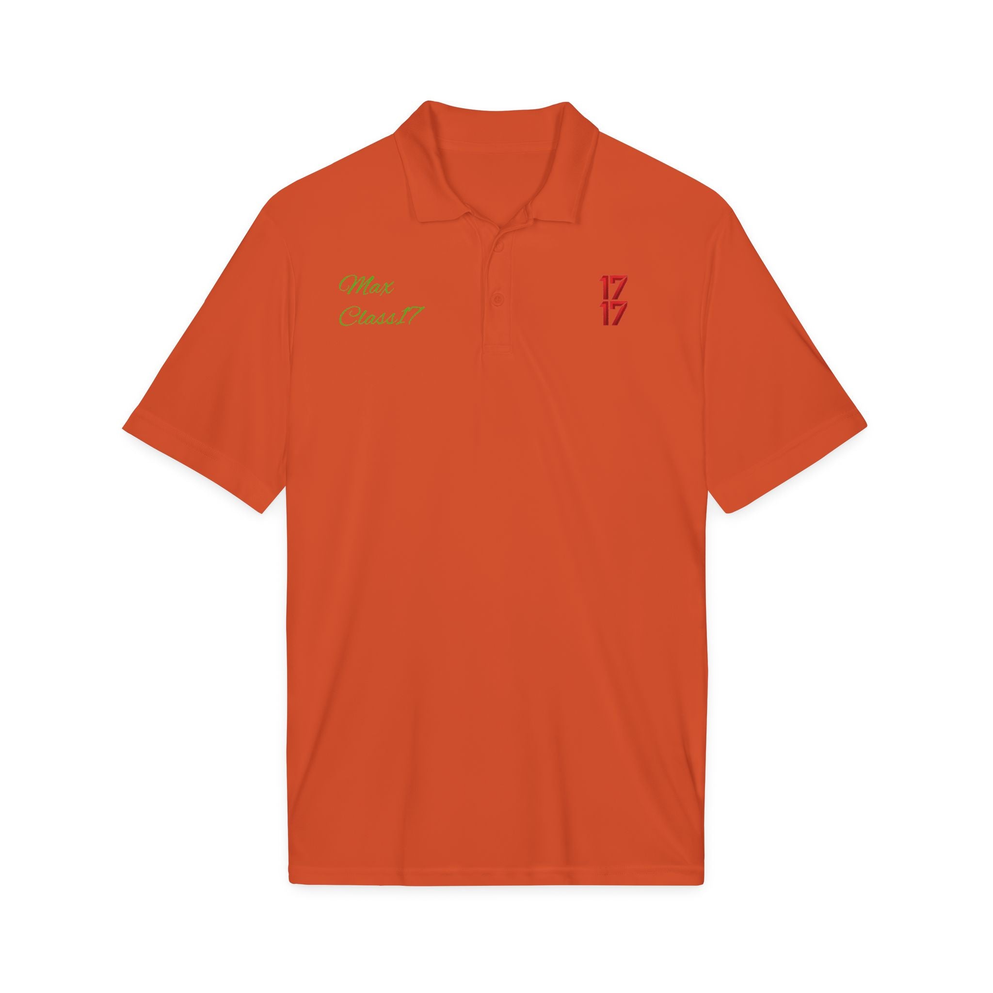 Embroidered 17/17 Polo Shirt with 'Max Crew!!' Accent