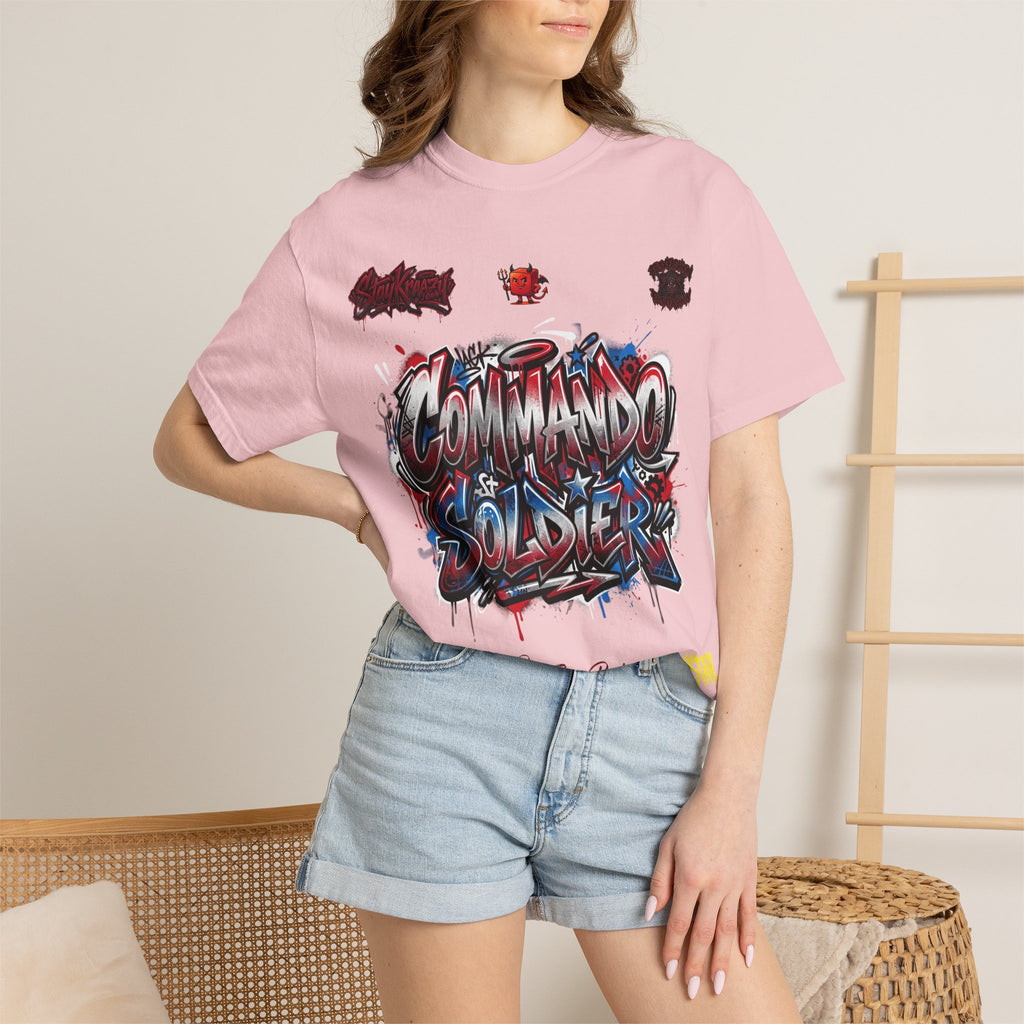 Commando Soldier Graphic T-Shirt — Streetwear Graffiti Design