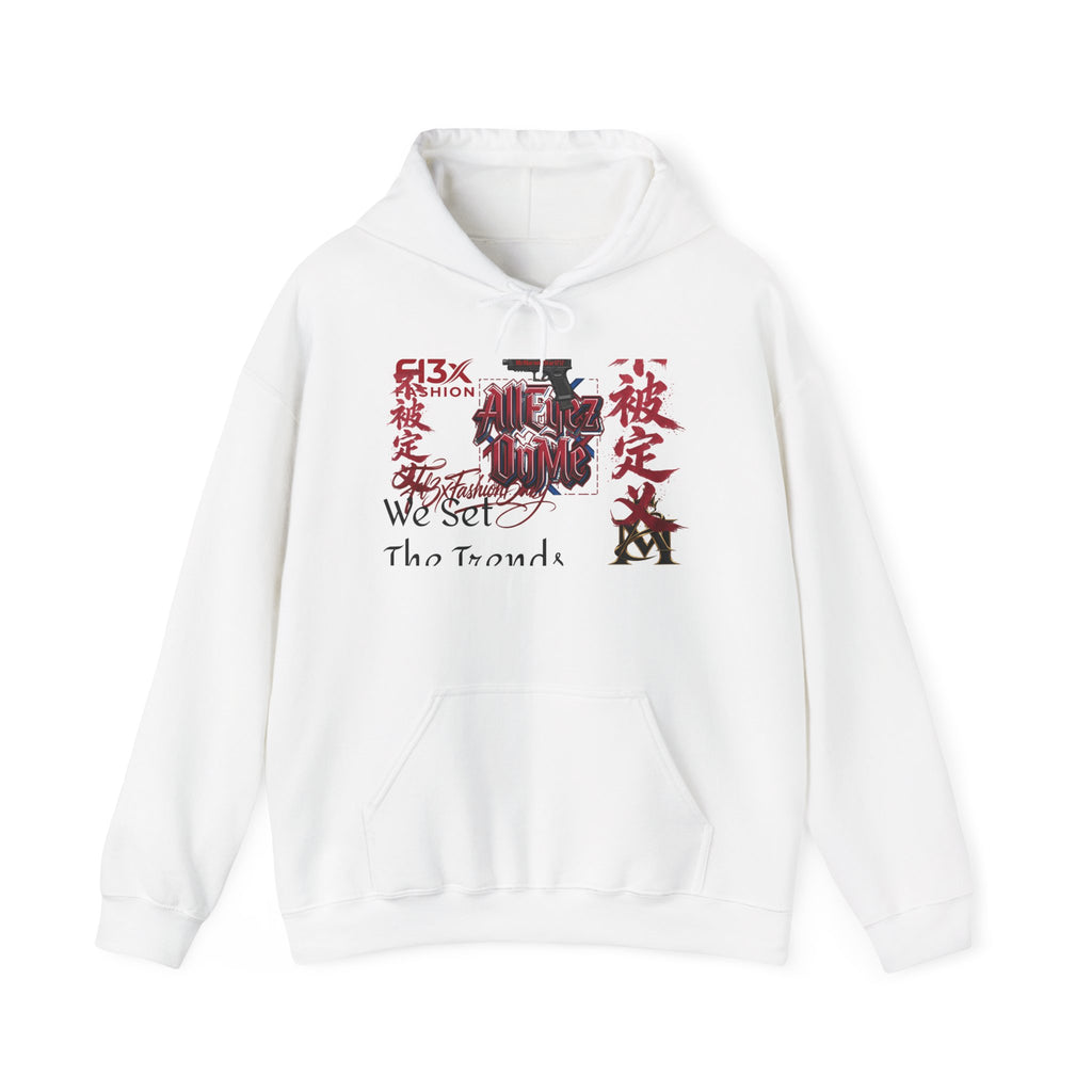 Graphic Hoodie — Asian Calligraphy & Red Ink Street Art Design
