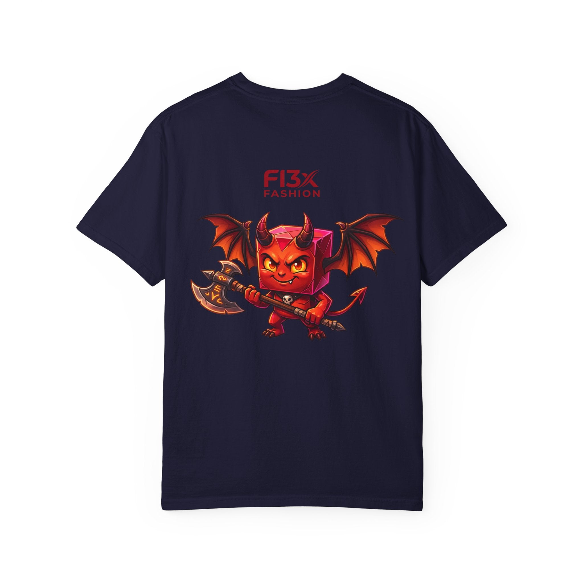 Devil Mascot T-Shirt — 'F13X Fashion' Graphic Tee (Front Chest & Back Print)