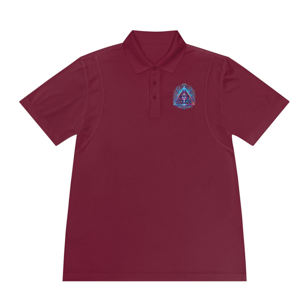 Men's Polo Shirt — Mystic All-Seeing Eye Triangle Design with 17/17 Accent