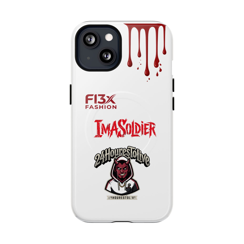 Tough Magnetic Phone Case — 'ImASoldier' Blood Drip Gaming Design