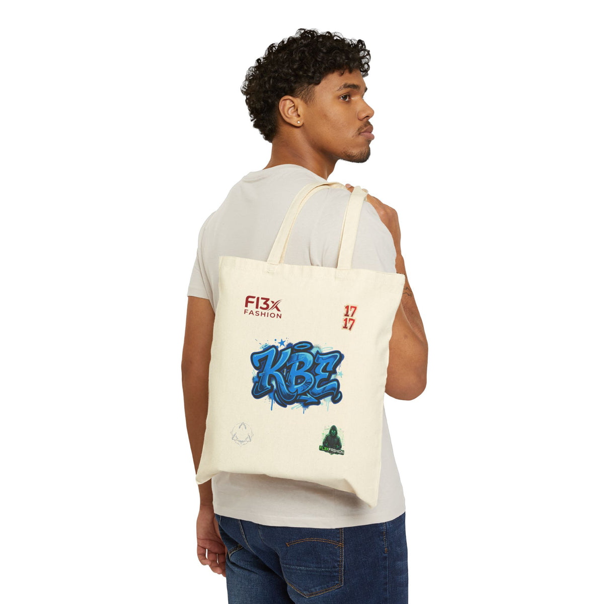 Canvas Tote Bag — Blue Graffiti "KBE" Design Eco Shopper