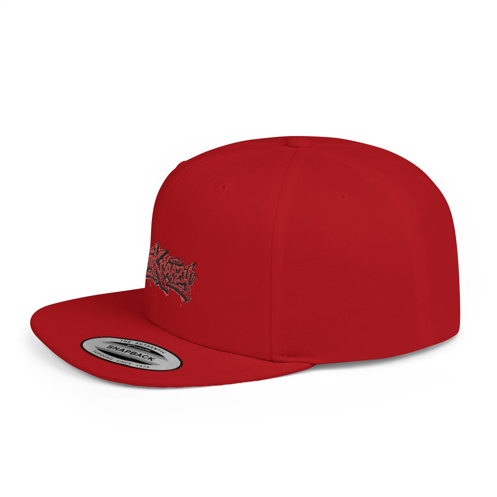 Snapback Hat — Red Graffiti Logo Flat Bill Cap