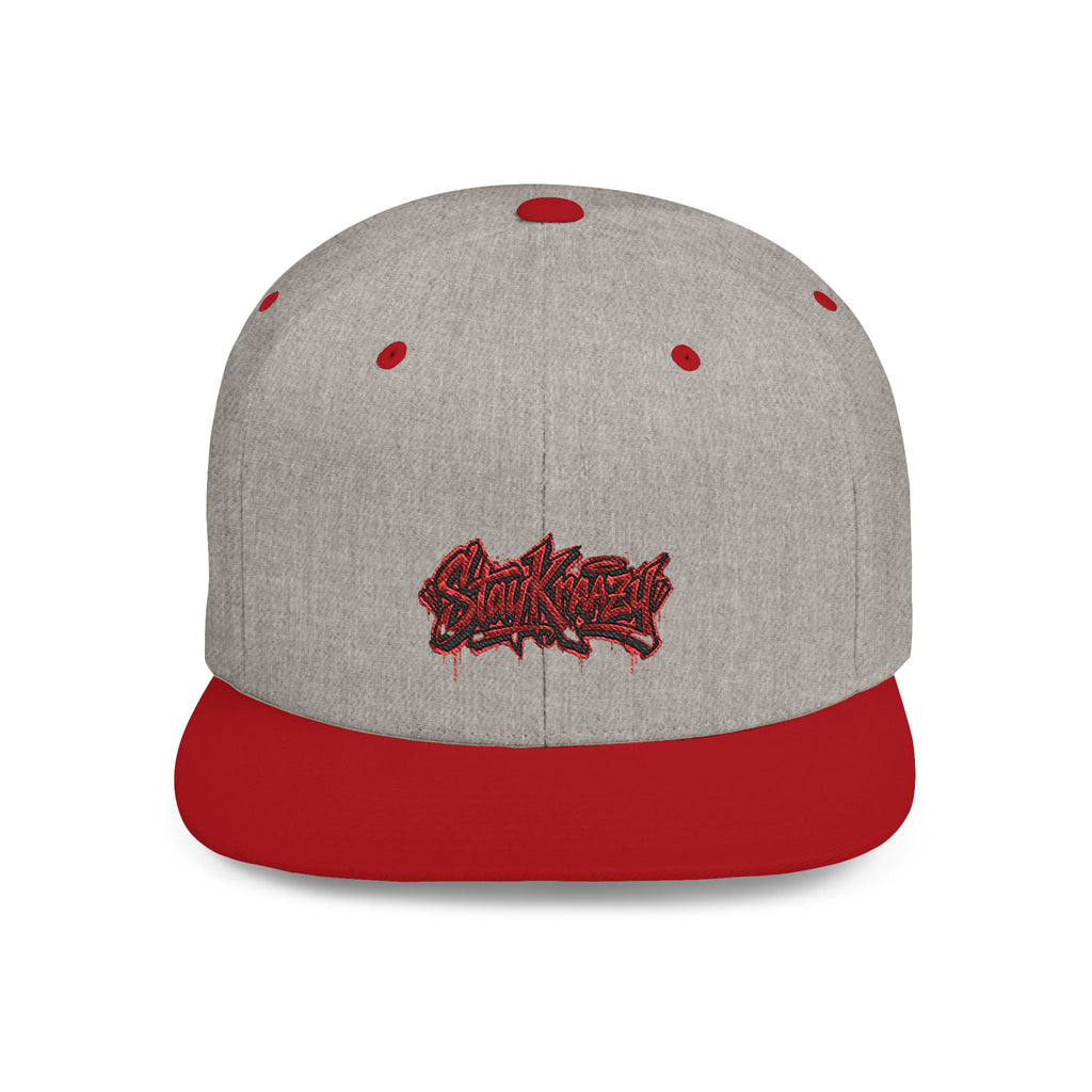 Snapback Hat — Red Graffiti Logo Flat Bill Cap