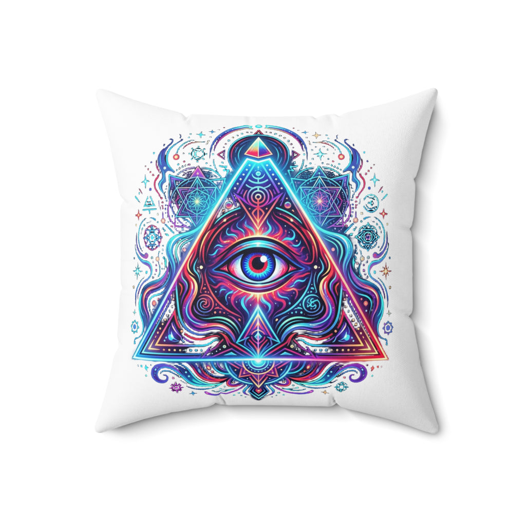 Mystic Third Eye Triangle Pillow - Psychedelic Spiritual Decorative Throw