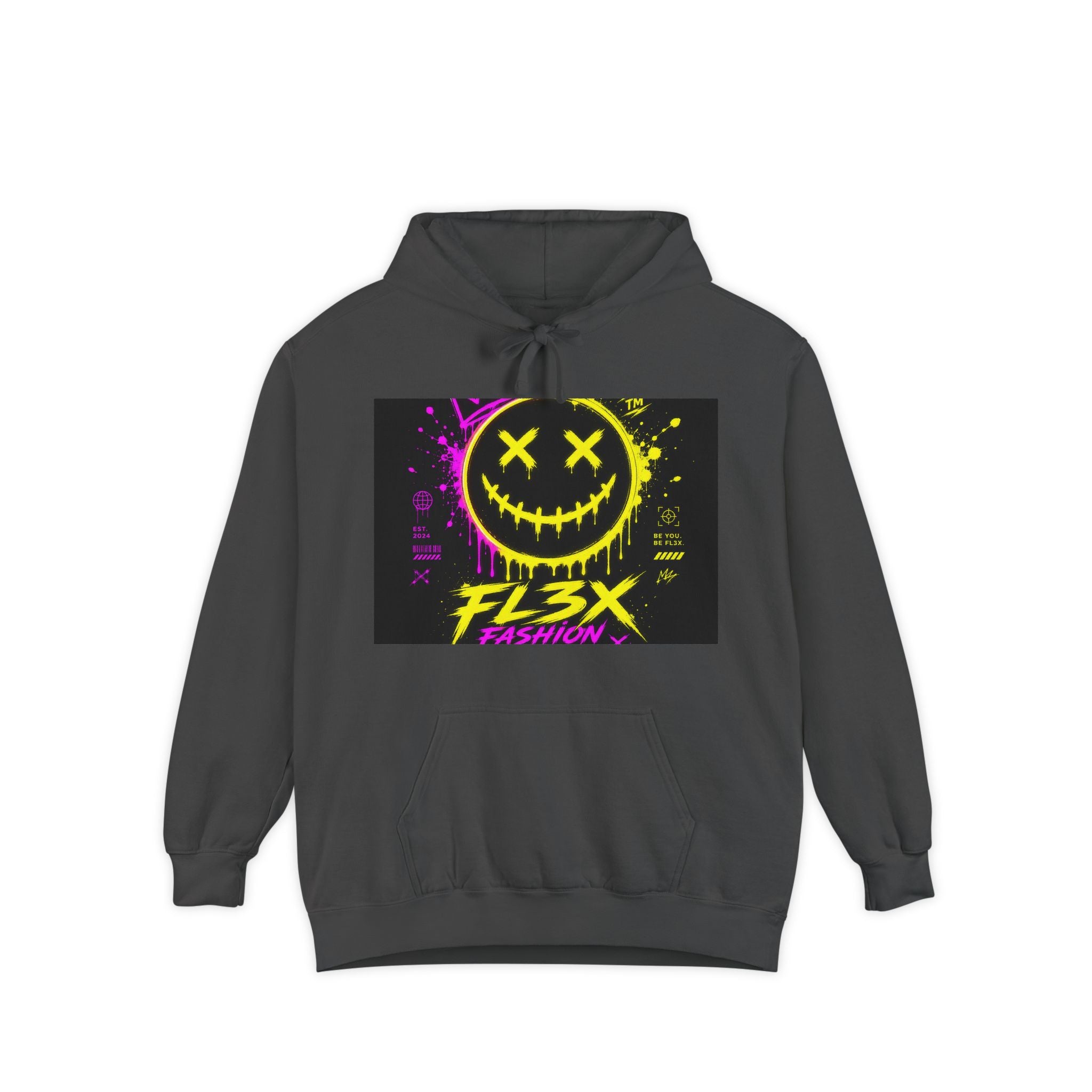 Graffiti Smiley Hoodie — FL3X Neon Streetwear Pullover