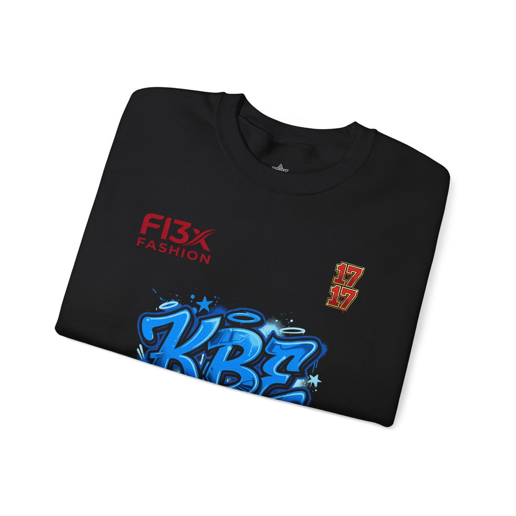 KBZ Graffiti Crewneck Sweatshirt – Streetwear Pullover with Blue Urban Tag Design