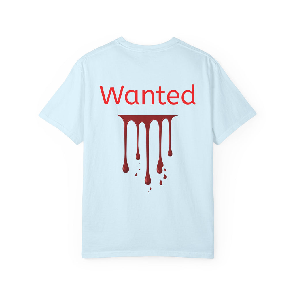 Graphic T-Shirt — Vintage Pyramid Collage with 'Wanted' Drip Design