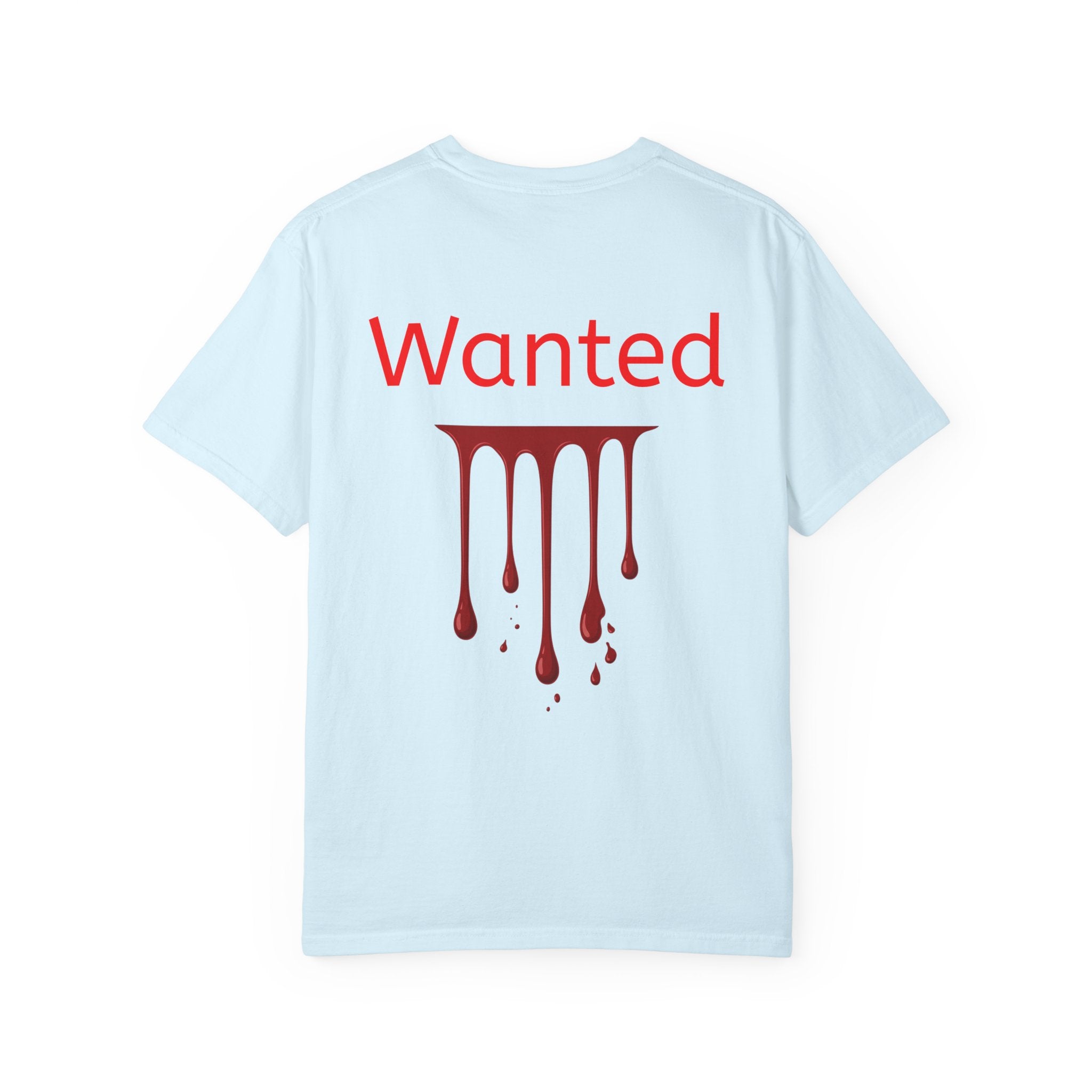 Graphic T-Shirt — Vintage Pyramid Collage with 'Wanted' Drip Design