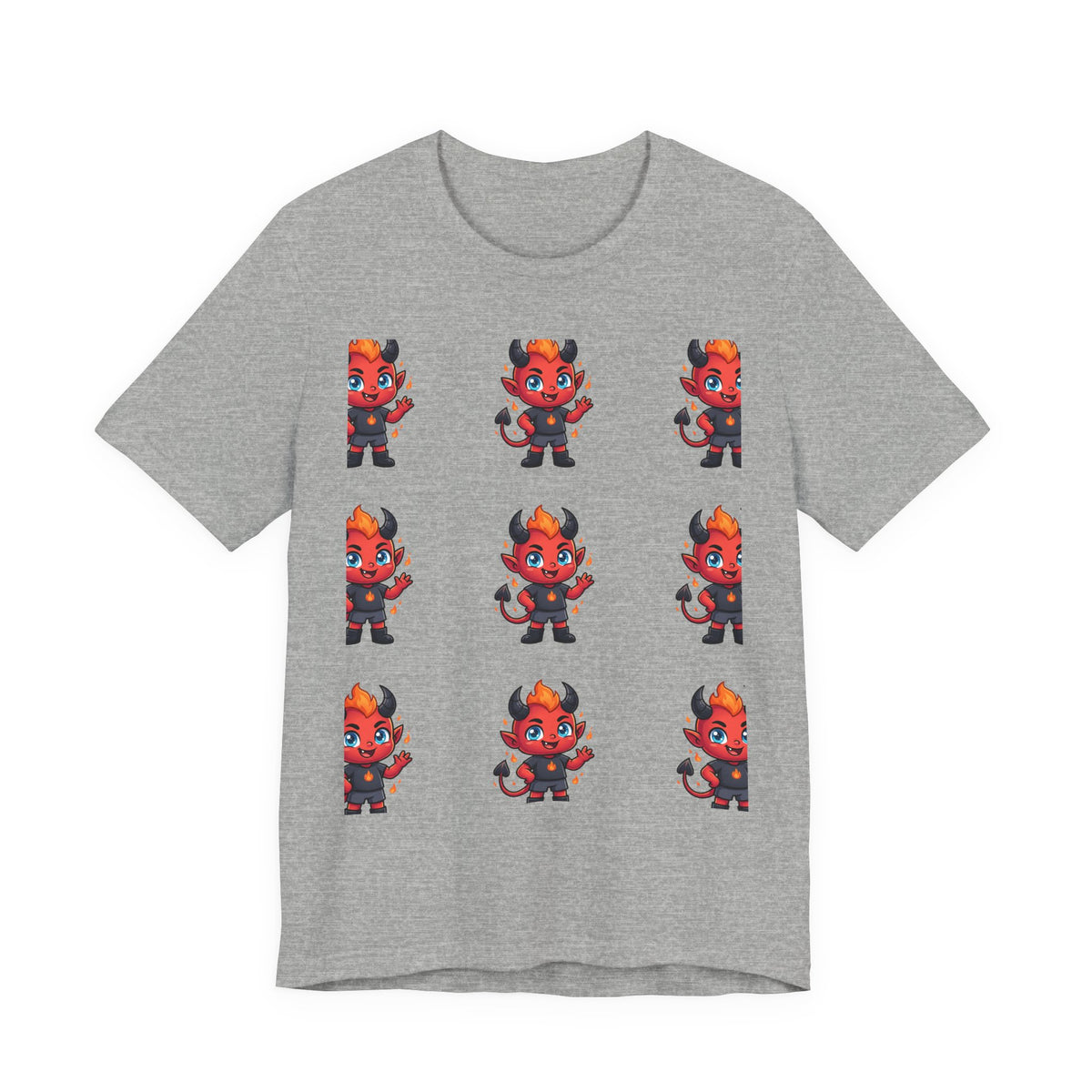 Cute Red Devil Pattern Tee — Kawaii Devil Graphic T-Shirt