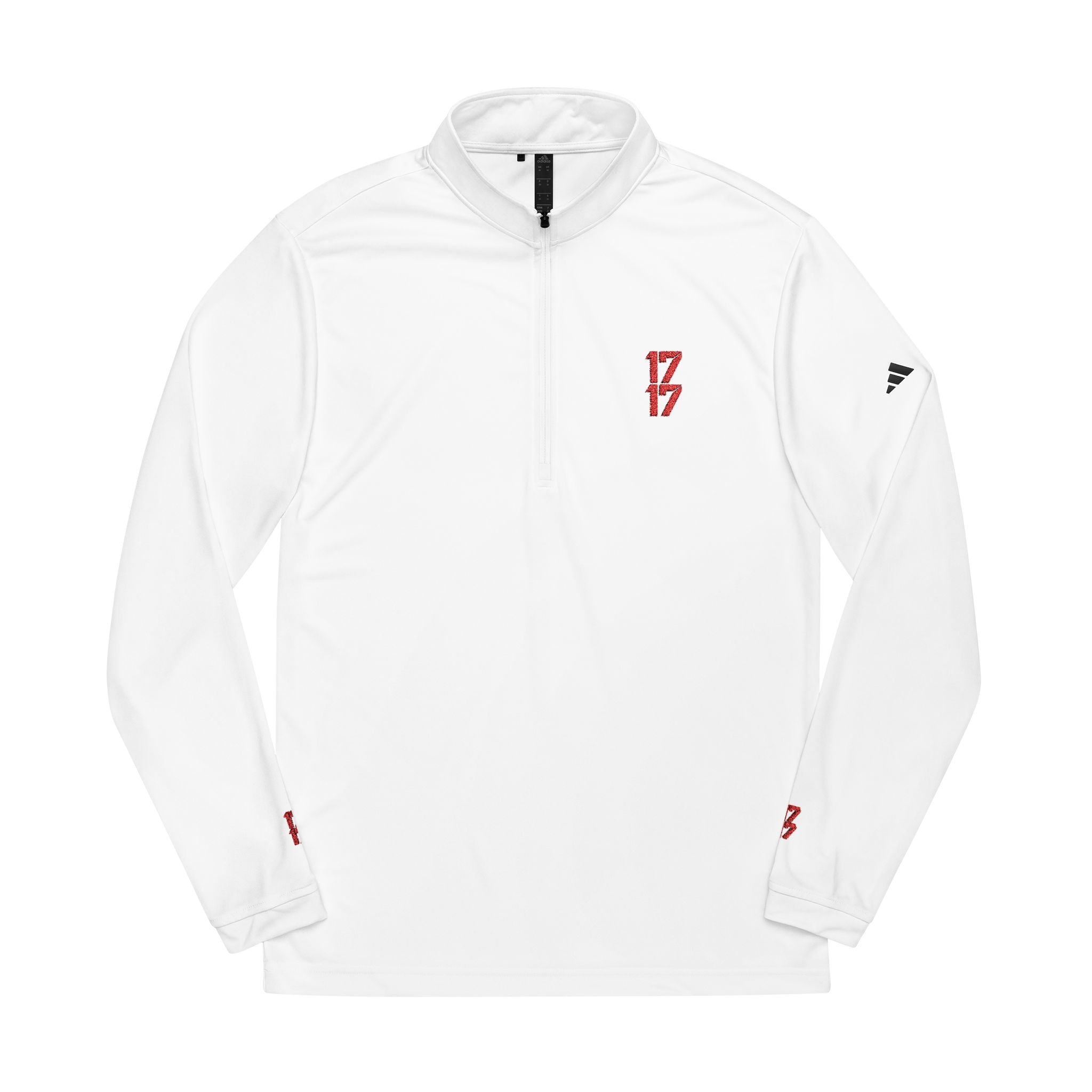 Embroidered adidas Quarter-Zip Pullover – Lightweight White Performance Top
