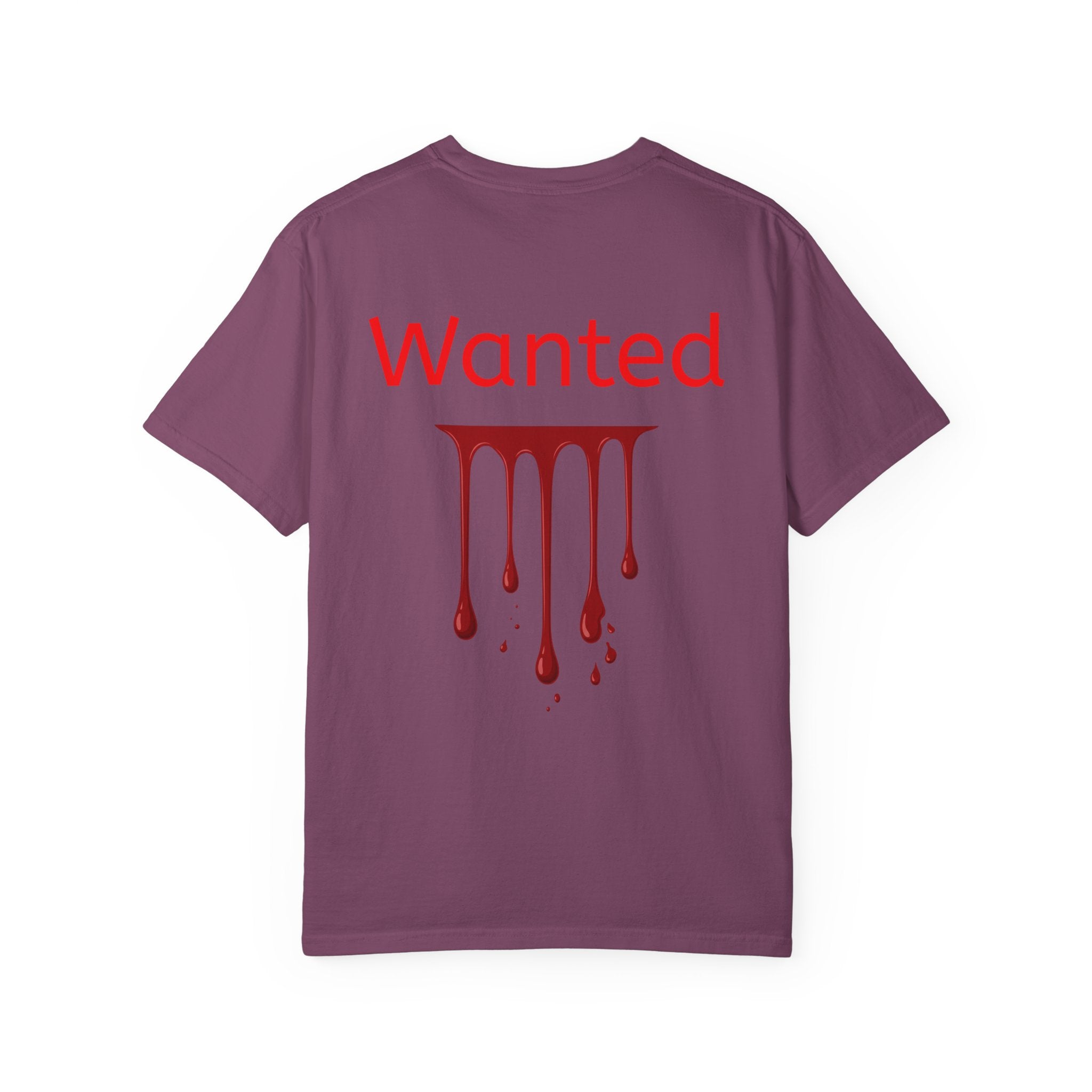 Graphic T-Shirt — Vintage Pyramid Collage with 'Wanted' Drip Design