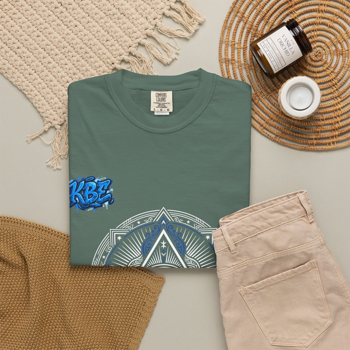T-Shirt — Blue Geometric Mandala Bandana Graphic