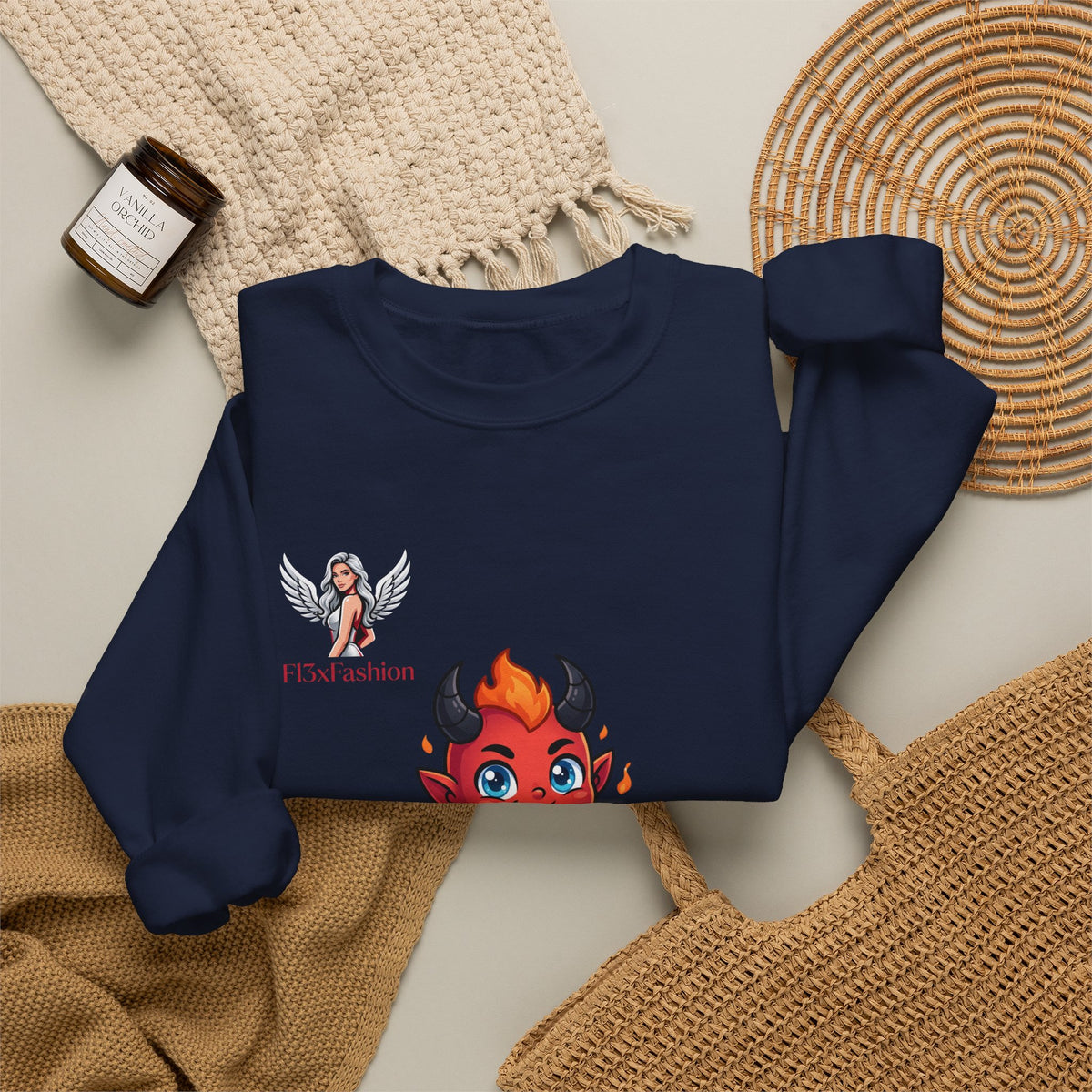 Devil Baby Crewneck Sweatshirt - Cute Red Demon Graphic