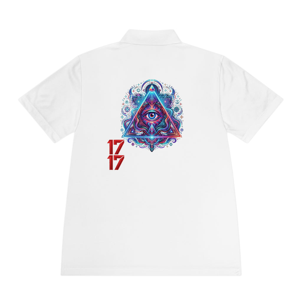 Men's Polo Shirt — Mystic All-Seeing Eye Triangle Design with 17/17 Accent