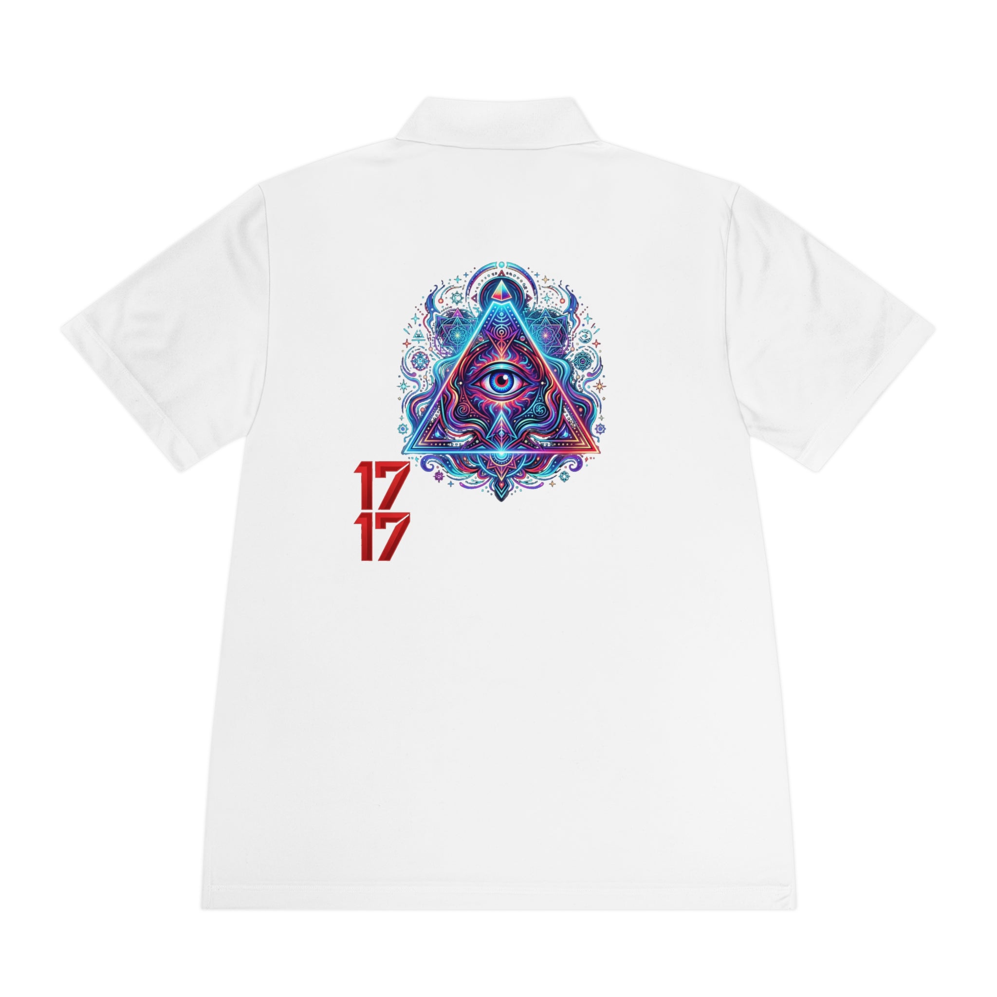 Men's Polo Shirt — Mystic All-Seeing Eye Triangle Design with 17/17 Accent