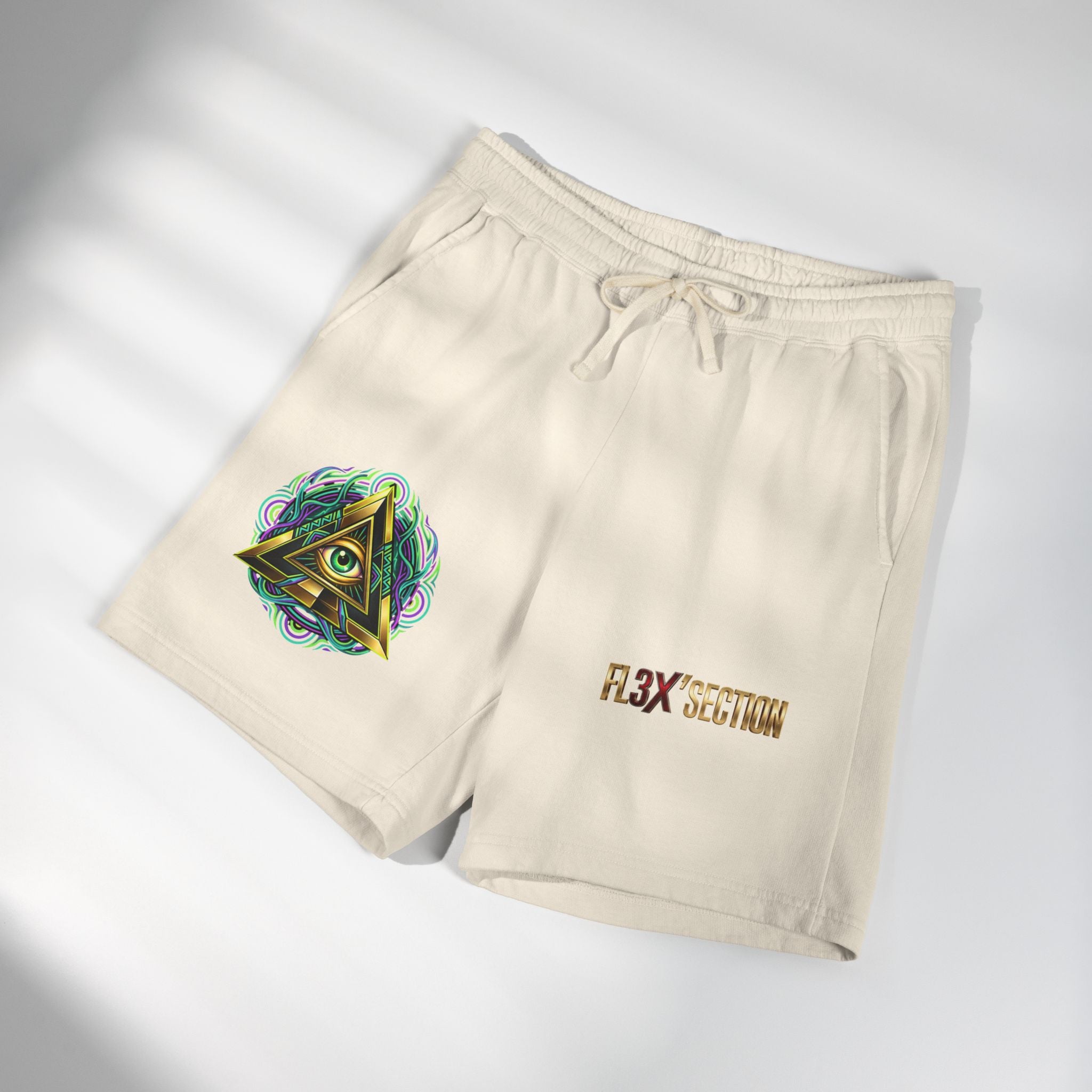 Conscious Symbol Fleece Sweat Shorts — Illuminati Triangle & Anarchy Graphic