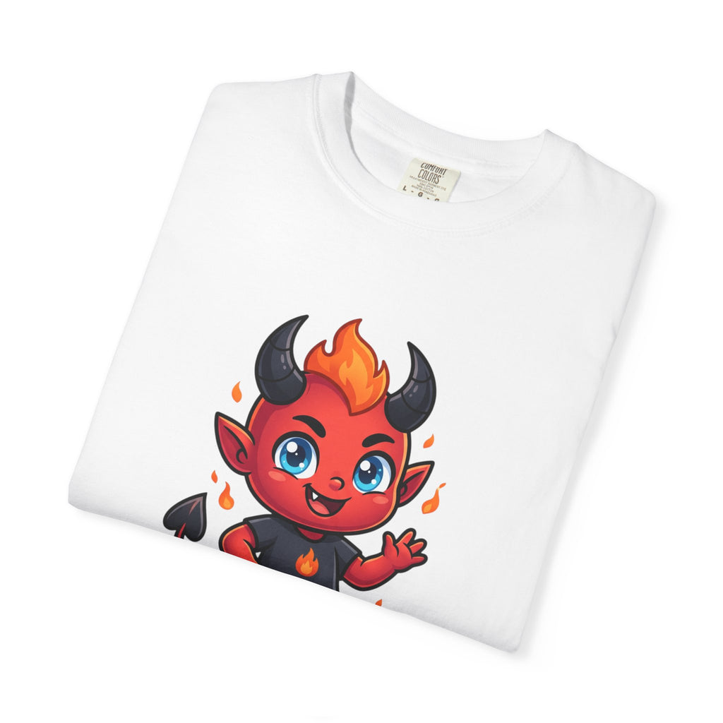 Devil Baby Graphic T-Shirt — Cute Red Demon Cartoon Tee with "FBfashionBaby" Script