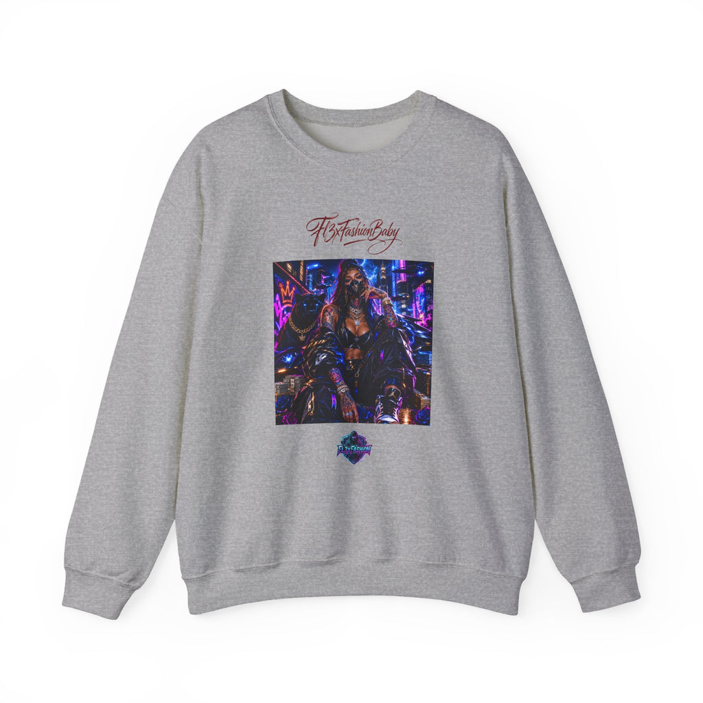 Crewneck Sweatshirt — Futuristic Neon City Graphic