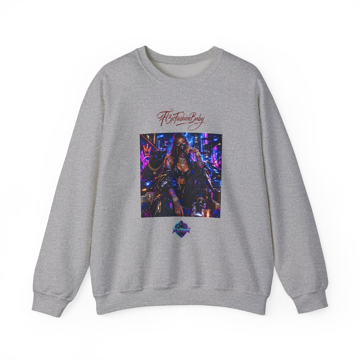 Crewneck Sweatshirt — Futuristic Neon City Graphic
