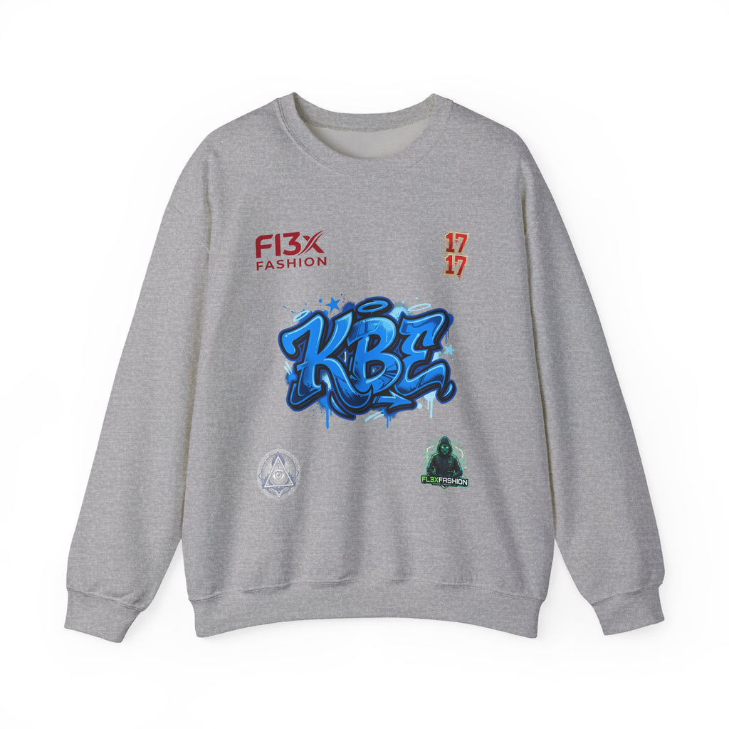 Crewneck Sweatshirt — KBE Blue Graffiti Logo Streetwear