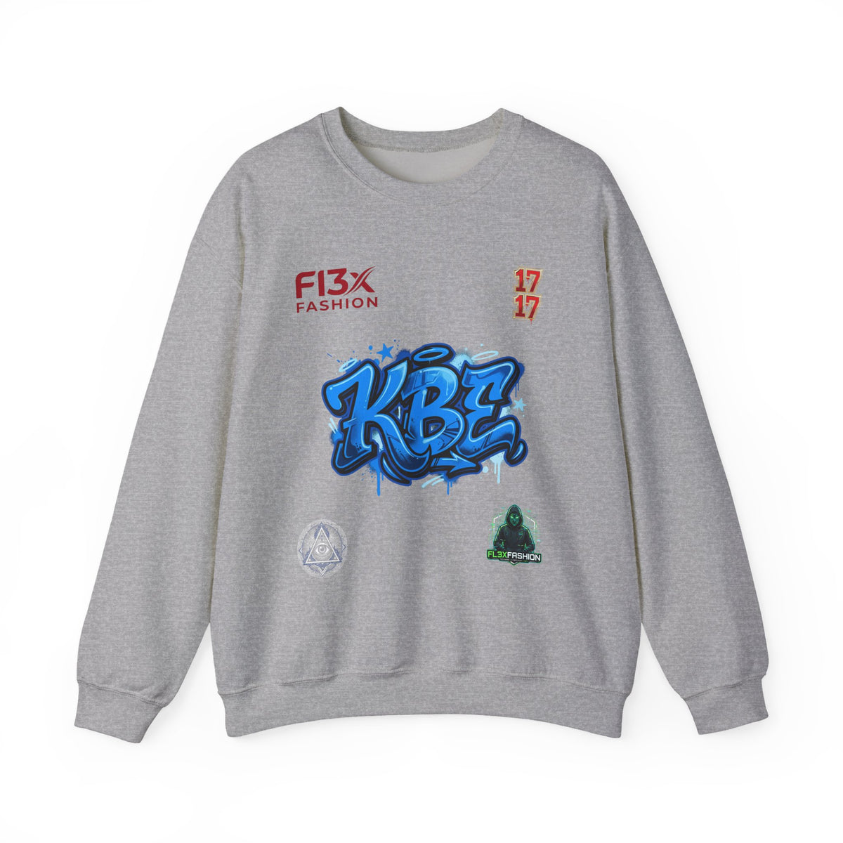 Crewneck Sweatshirt — KBE Blue Graffiti Logo Streetwear