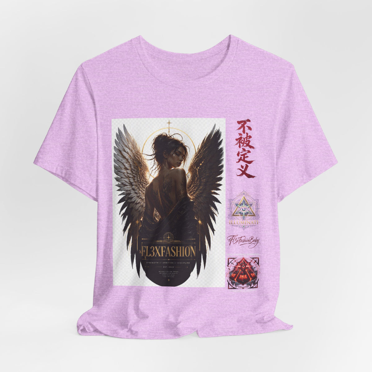 Angel Wings Graphic Tee — '不被定义' Asian-Inspired Dark Angel T-Shirt