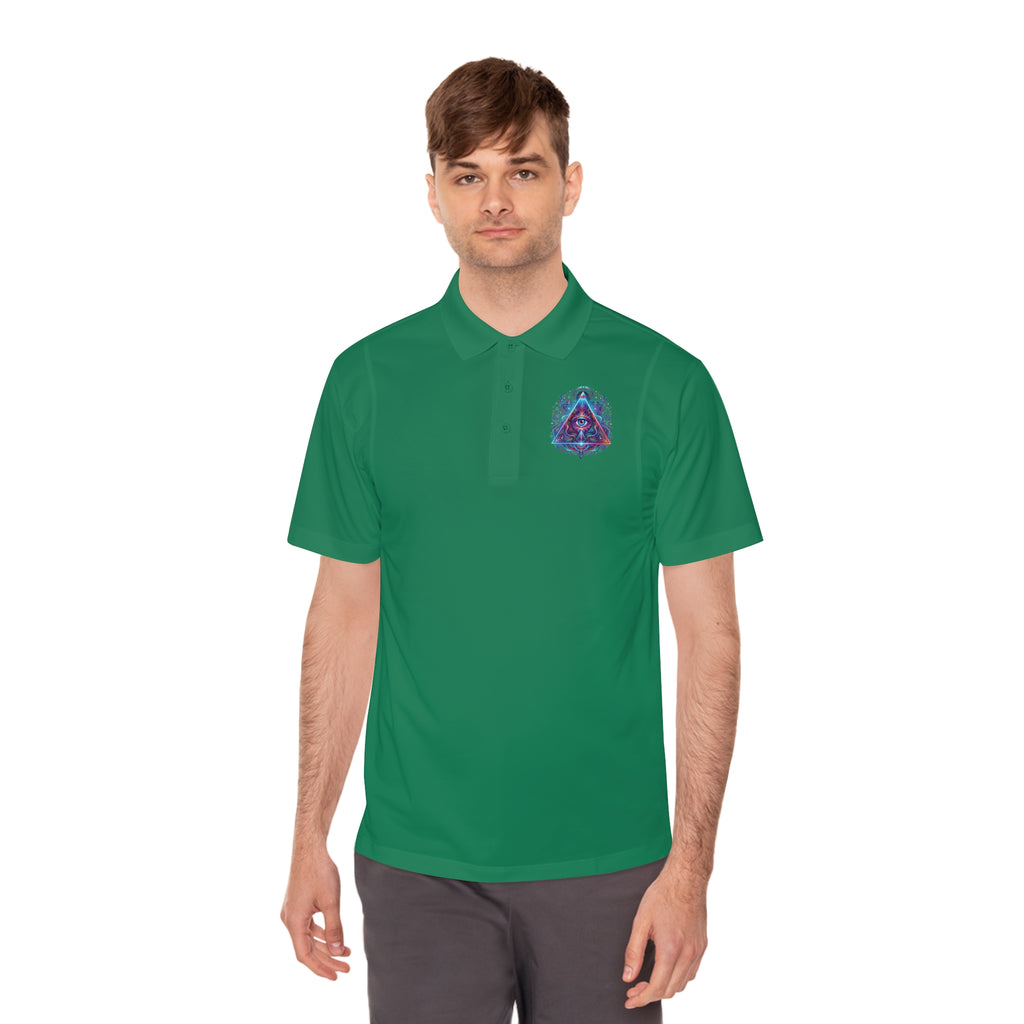 Men's Polo Shirt — Mystic All-Seeing Eye Triangle Design with 17/17 Accent