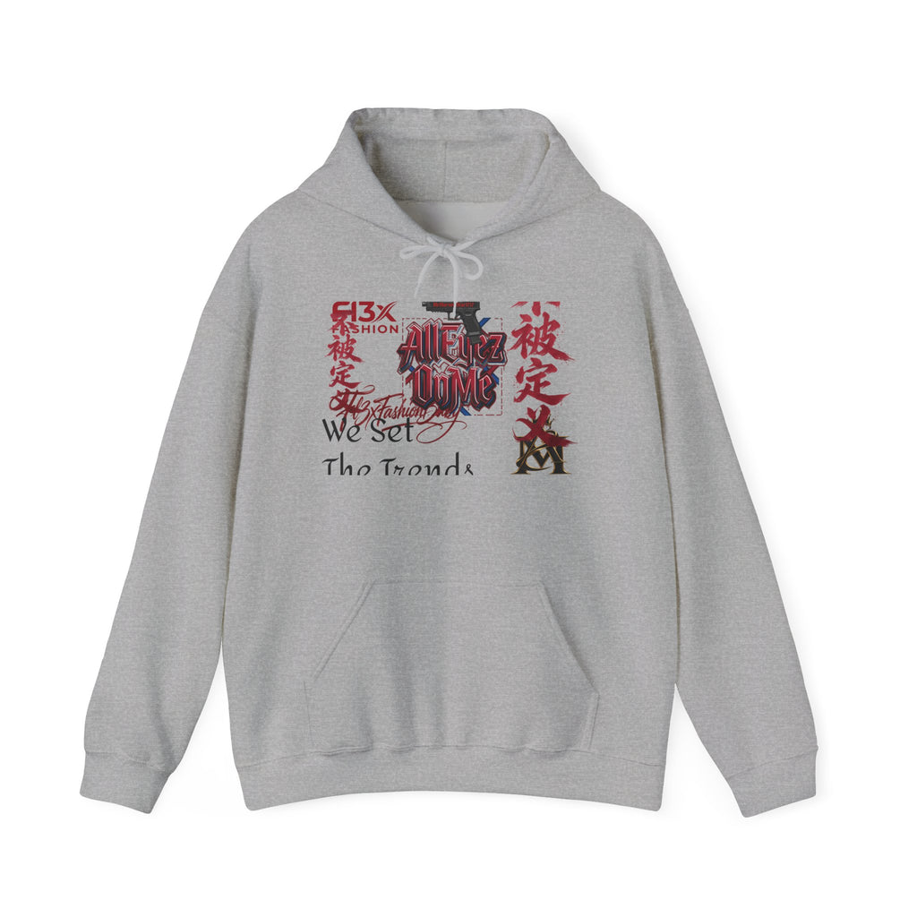 Graphic Hoodie — Asian Calligraphy & Red Ink Street Art Design