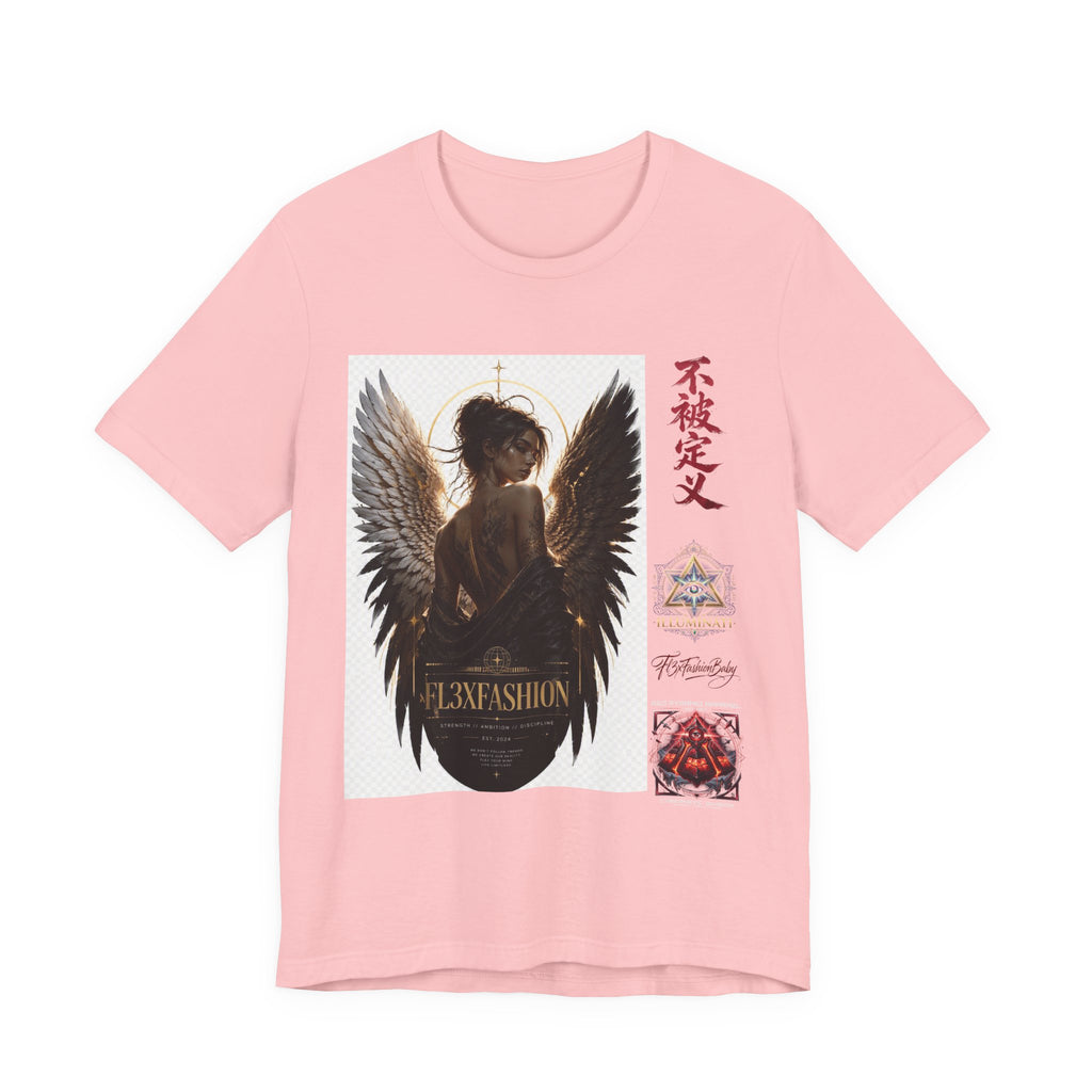 Angel Wings Graphic Tee — '不被定义' Asian-Inspired Dark Angel T-Shirt