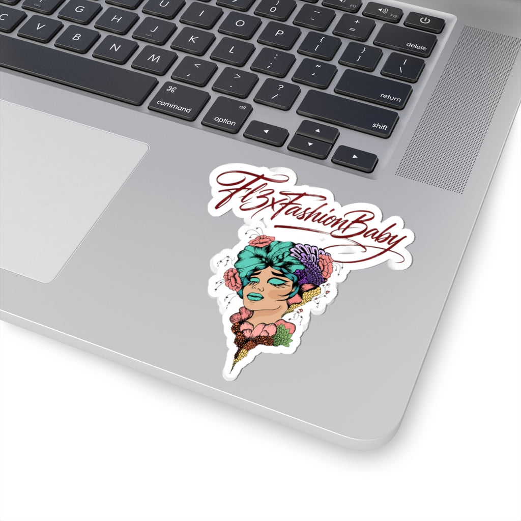 Kiss-Cut Sticker — 'FBxFashionBaby' Floral Portrait Laptop Decal