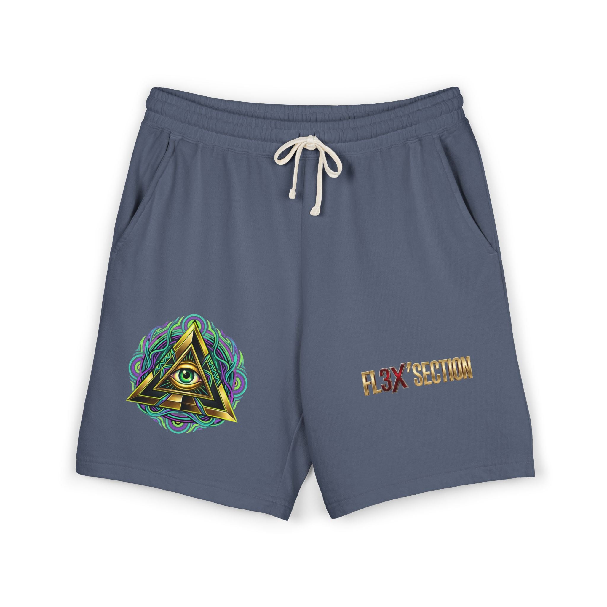 Conscious Symbol Fleece Sweat Shorts — Illuminati Triangle & Anarchy Graphic