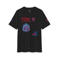 Graphic Tee — 'F13x Fashion' Red & Blue Wave Art T-Shirt