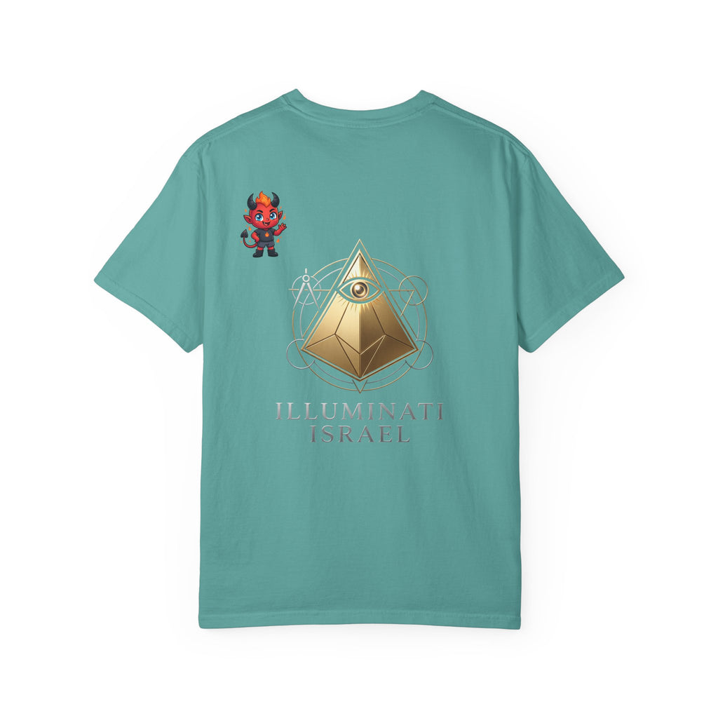 Illuminati Israel Pyramid T-Shirt with Devil Character Pattern