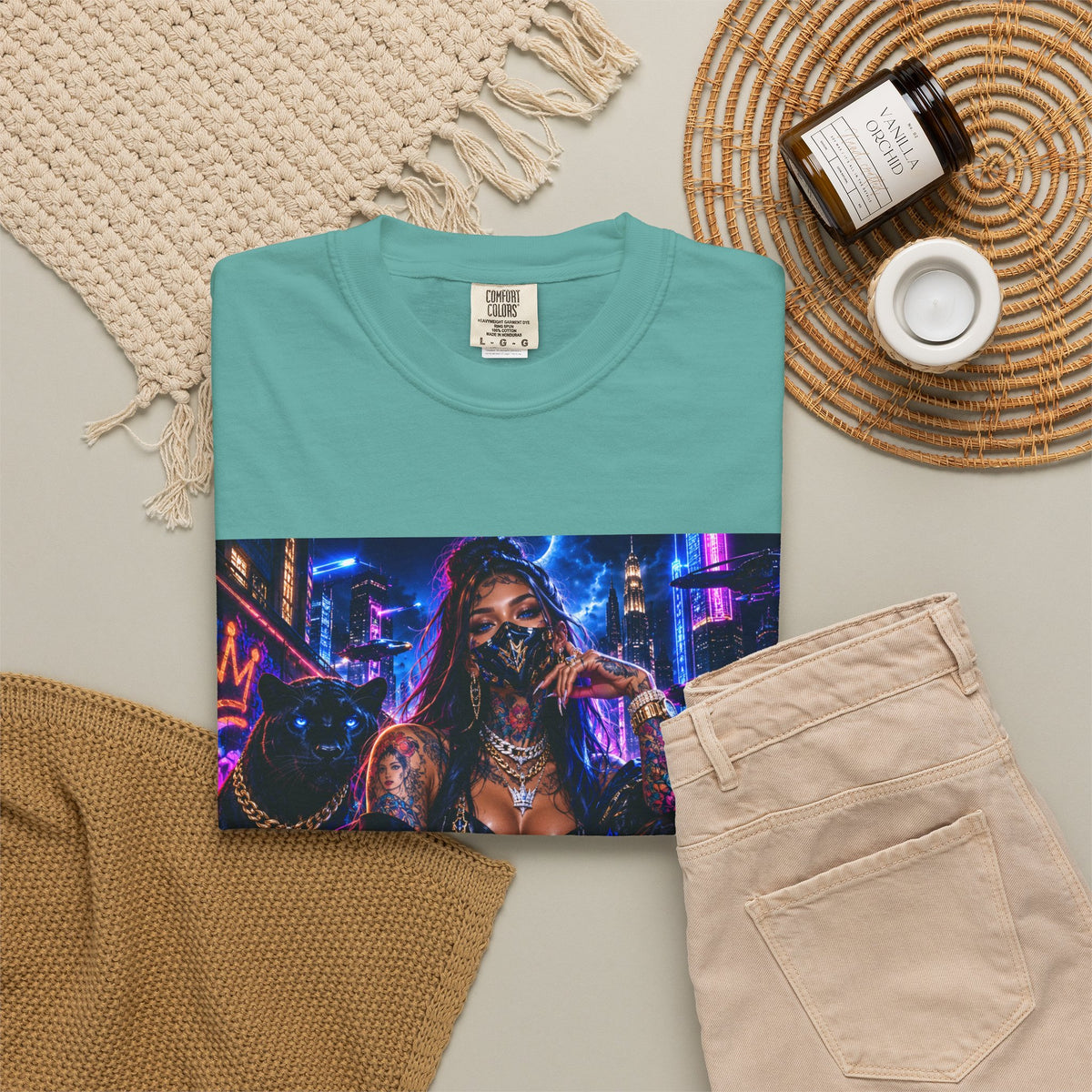 Cyberpunk Streetwear T-Shirt — "Fl3x Fashion Omertà" Graphic