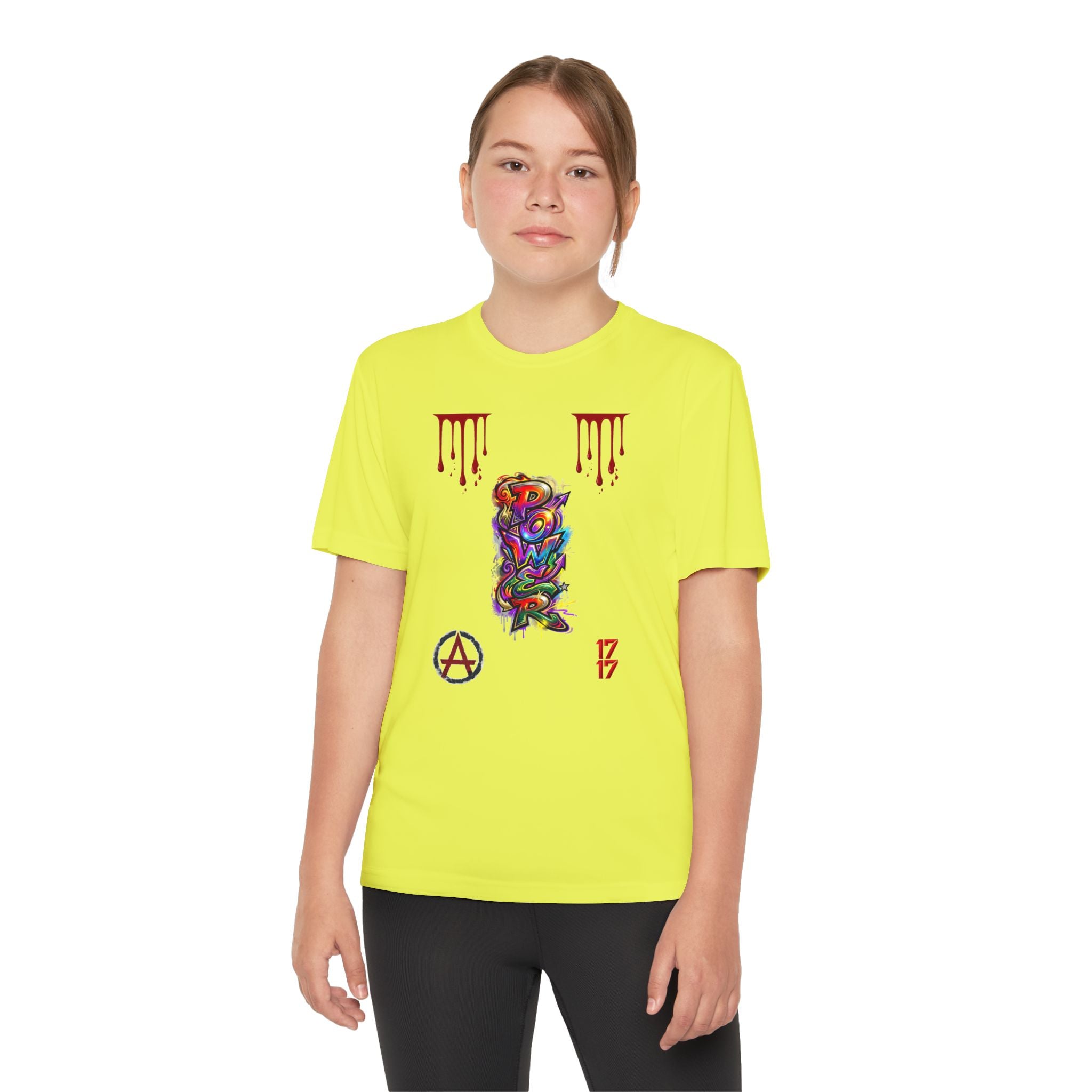 Youth Competitor Tee — Colorful Graffiti Anarchy Graphic T-Shirt