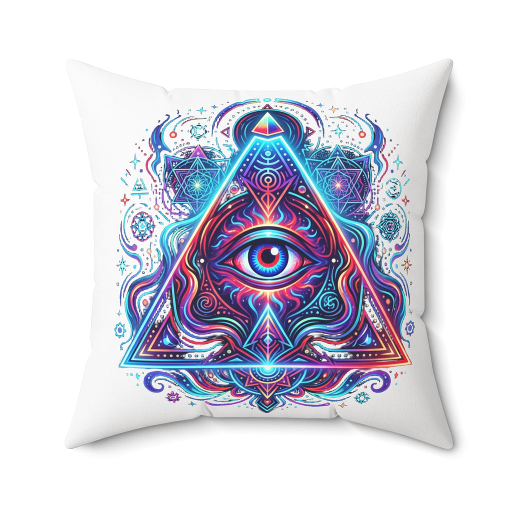 Mystic Third Eye Triangle Pillow - Psychedelic Spiritual Decorative Throw