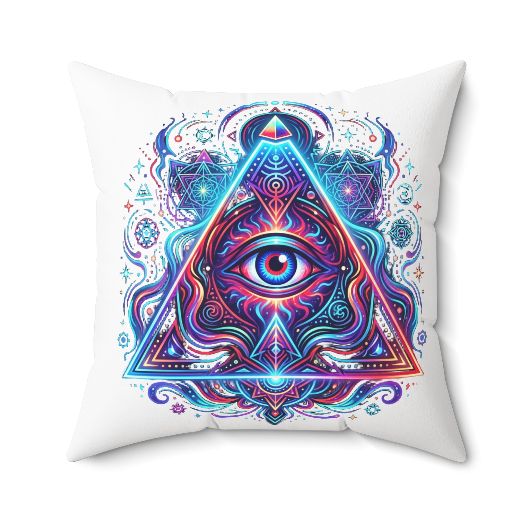 Mystic Third Eye Triangle Pillow - Psychedelic Spiritual Decorative Throw