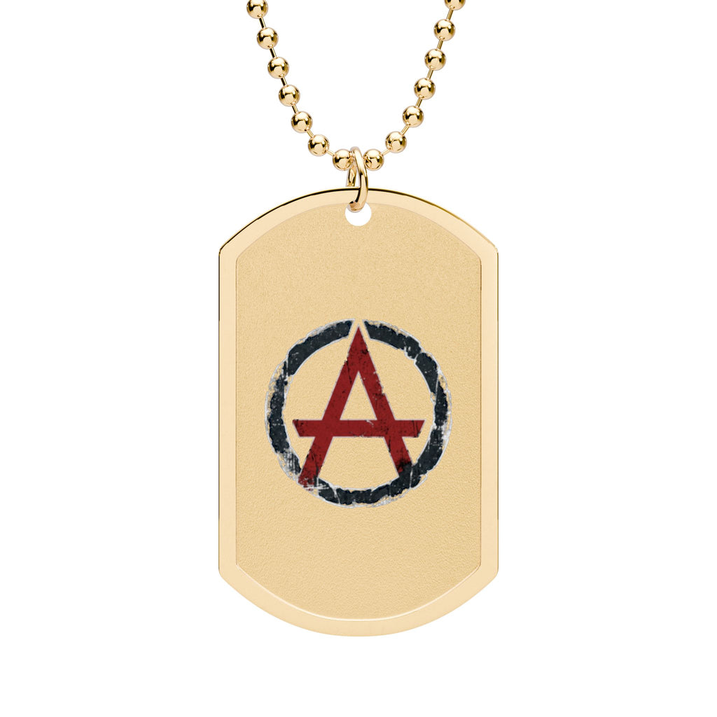 Anarchy Symbol Dog Tag Necklace — Punk Rock Statement Pendant