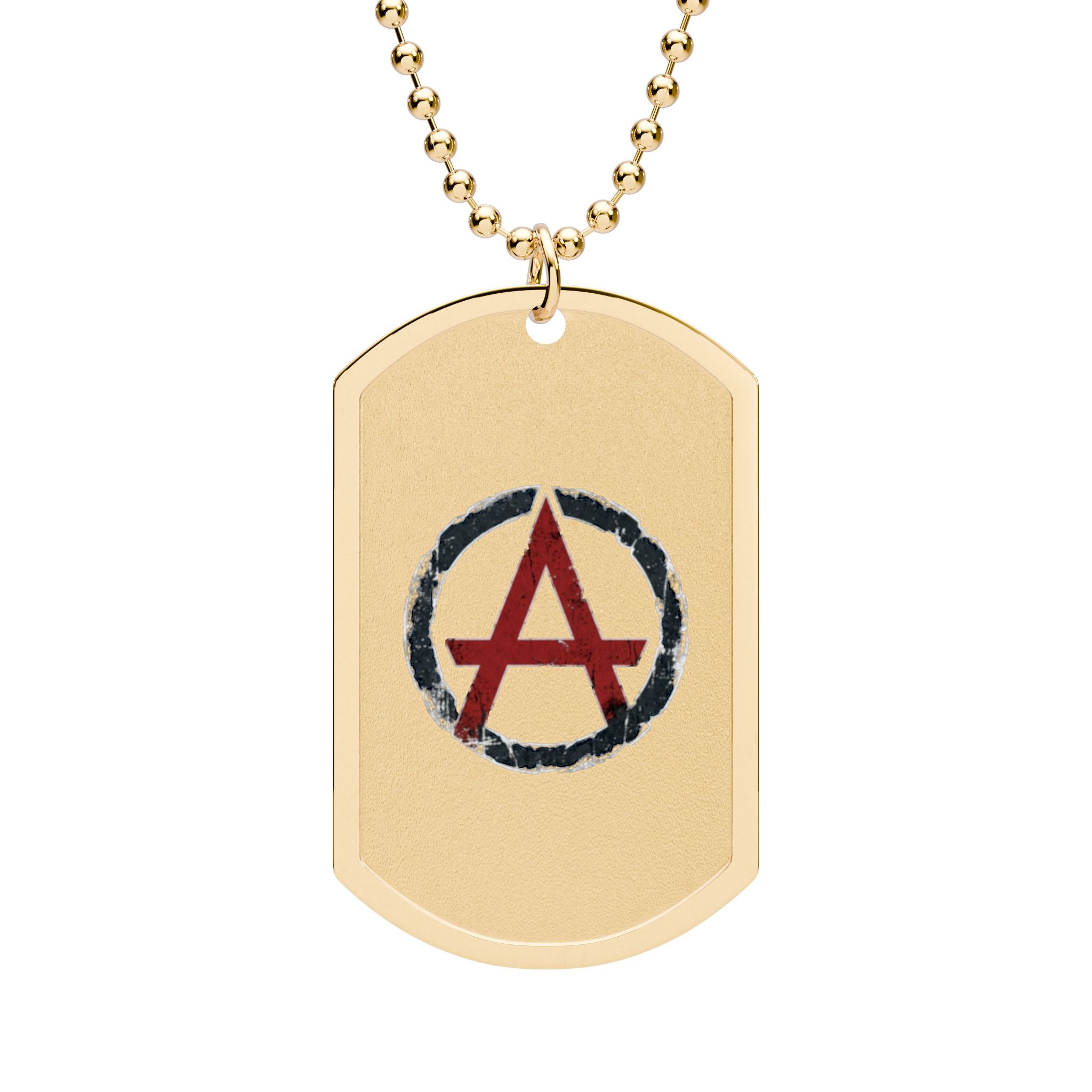 Anarchy Symbol Dog Tag Necklace — Punk Rock Statement Pendant