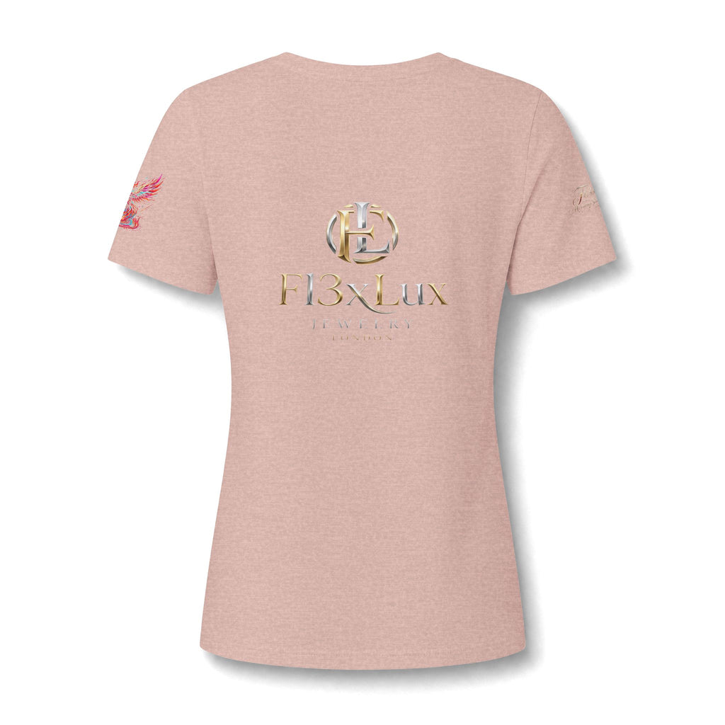 Women's V-Neck Tee — 'F13x Fashion' Floral Logo & Devil Graphic