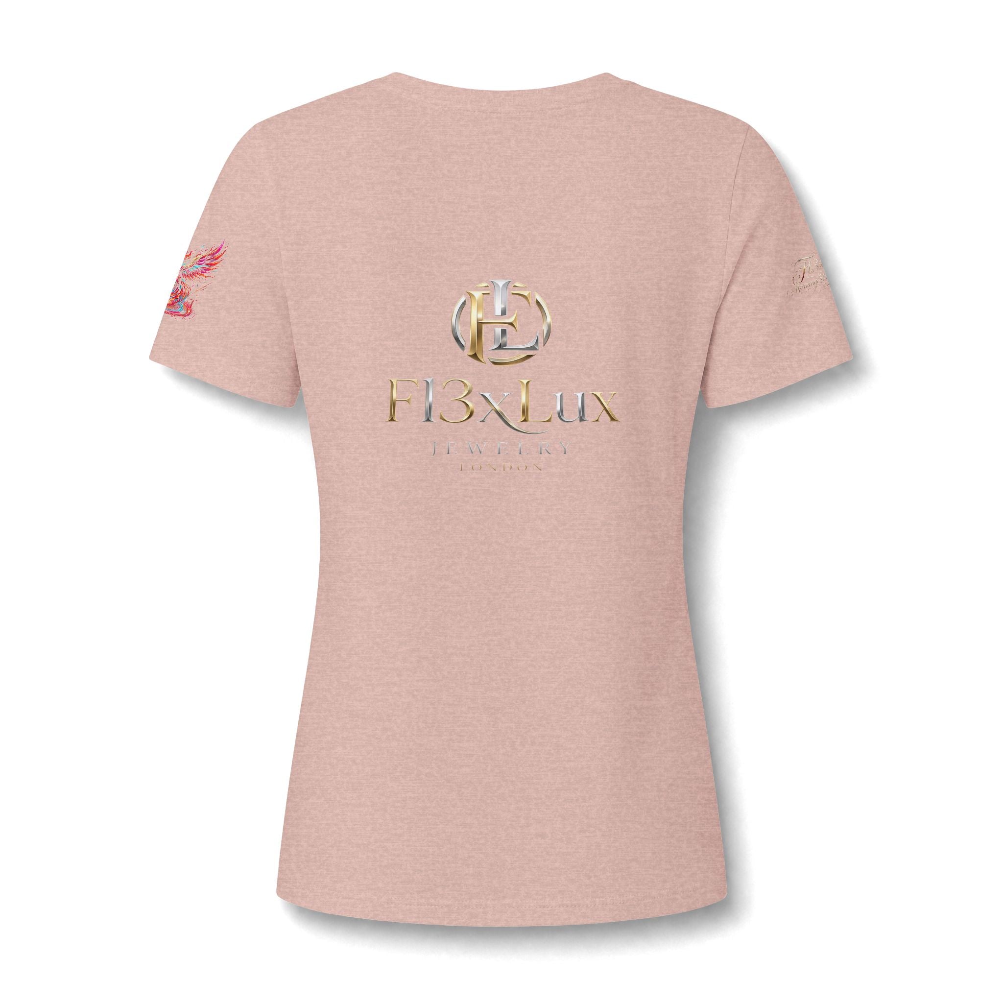 Women's V-Neck Tee — 'F13x Fashion' Floral Logo & Devil Graphic