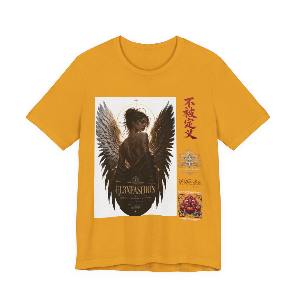 Angel Wings Graphic Tee — '不被定义' Asian-Inspired Dark Angel T-Shirt